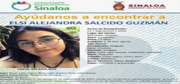 Familiares buscan a Elsi Alejandra Salcido Guzmán