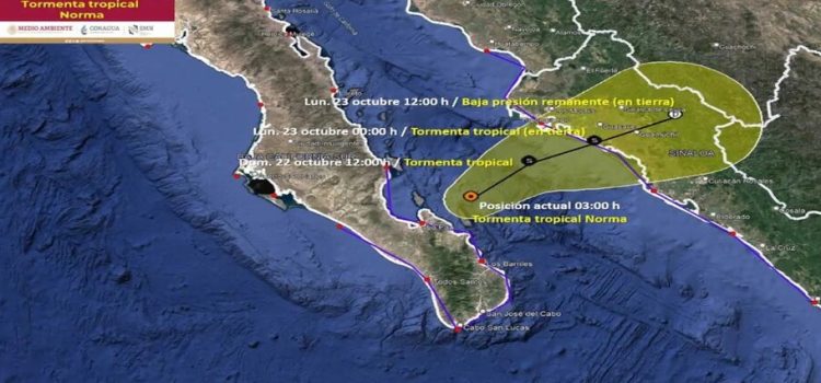 Norma se sentirá en Sinaloa como tormenta tropical