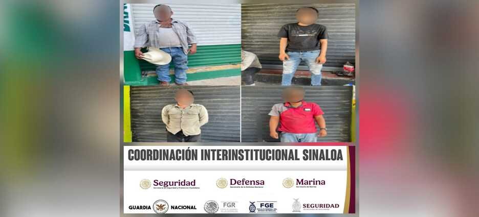 Ejército detiene a 4 sujetos por presunto robo a comercio en Mazatlán