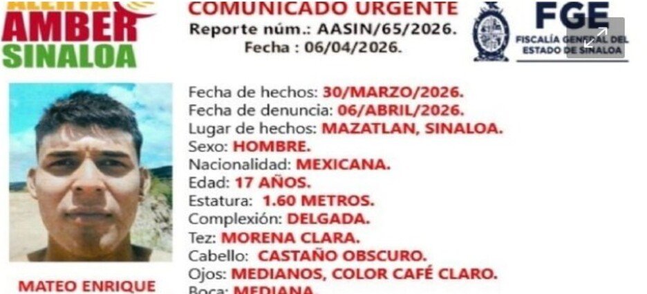 Activan Alerta Amber por adolescente de Torreón desaparecido rumbo a Mazatlán