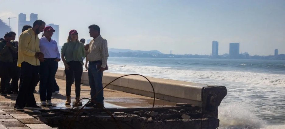 Priorizarán reparación del malecón de Mazatlán tras colapsos y seis socavones