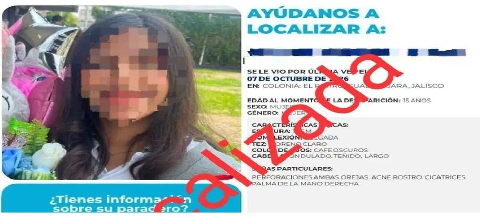 Localizan con vida en Mazatlán a adolescente de 15 años buscada en Jalisco